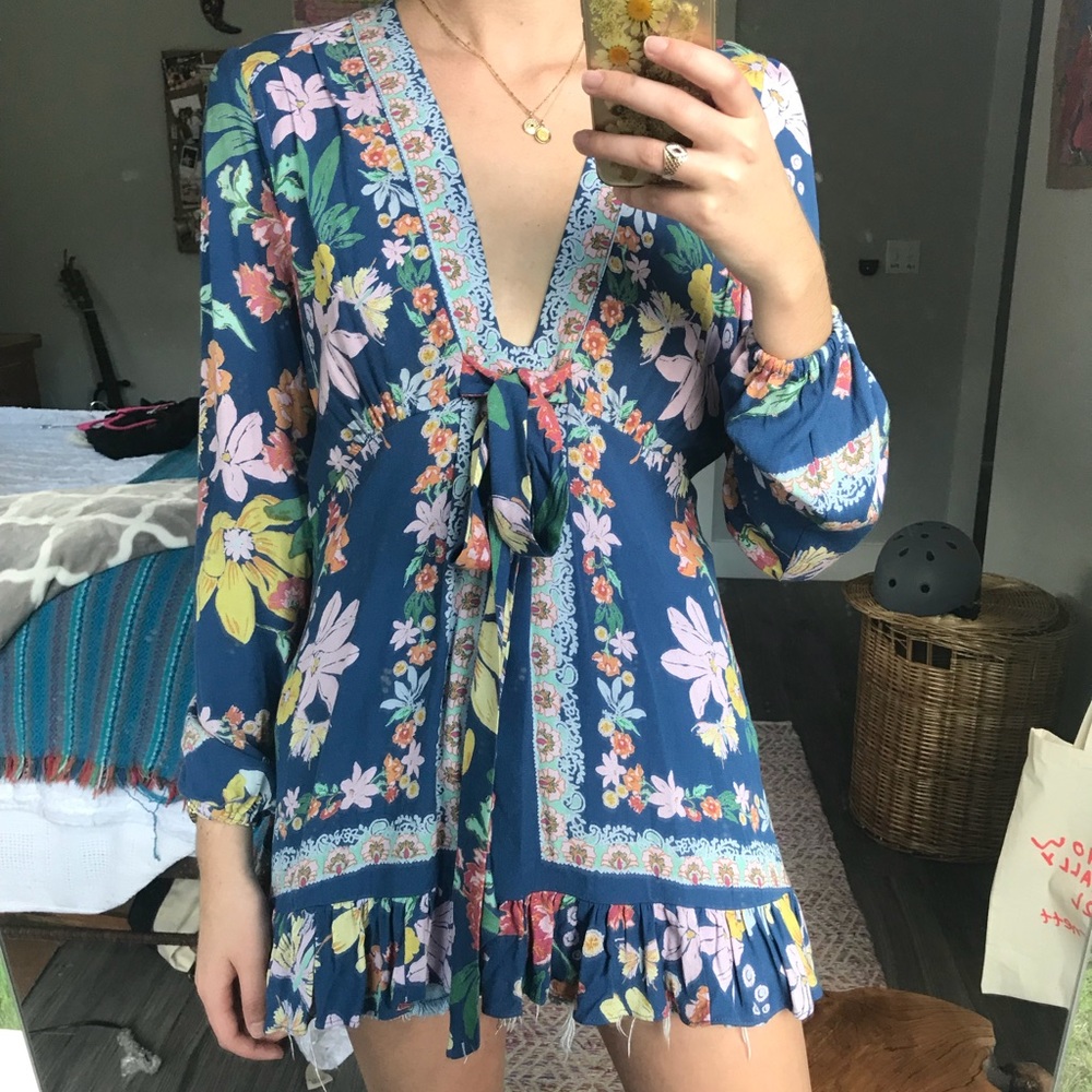 Free People floral long sleeve tunic
